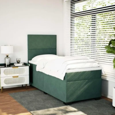 Afbeelding van vidaXL Boxspring met matras fluweel donkergroen 90x200 cm