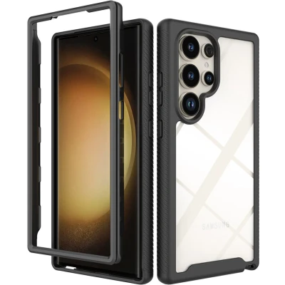 Afbeelding van iMoshion Hoesje Geschikt voor Samsung Galaxy S24 Ultra 360 Full Protective Case Zwart / Transparant