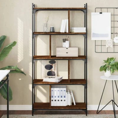Afbeelding van Boekenkast 5 laags 76x32x158 cm bewerkt hout bruin eikenkleur