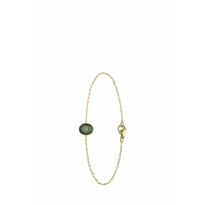 Afbeelding van Lucardi Dames Stalen goldplated Armband met groen aventurijn Staal Goudkleurig 20 cm