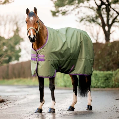Afbeelding van Horseware Regendeken Amigo Hero Ripstop Original 50g Fleece Lined Groen/Paars