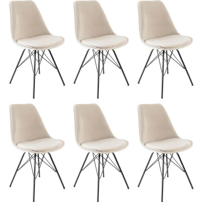 Afbeelding van Kick kuipstoel Velvet champagne zwart frame set van 6