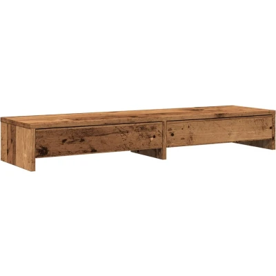 Afbeelding van vidaXL Monitorstandaard met lades 100x27x15 cm hout oud houtkleurig