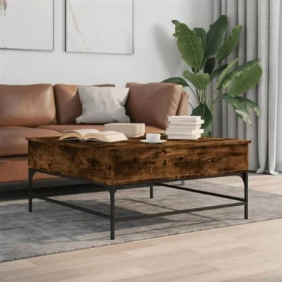 Afbeelding van vidaXL Salontafel 95x95x45 cm bewerkt hout en metaal gerookt eiken