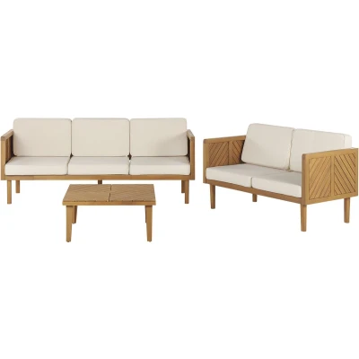 Afbeelding van Beliani BARATTI Loungeset voor 4 Lichte houtkleur Acaciahout