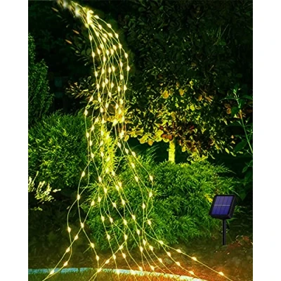 Afbeelding van Joysing Lichtsnoer op zonne energie voor buiten, 2 m, 200 leds, 8 modi, gieter, planten, terras, balkon, tuin, warmwit