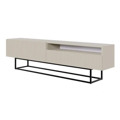 Afbeelding van Selsey Veldio RTV met nis 175 cm Grijs beige zwarte poten