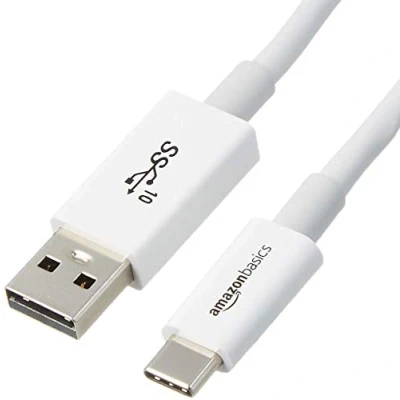 Afbeelding van Amazon Basics Snellaadkabel en adapter USB C naar A 3,1,2e generatie, hoge snelheid bij 10 Gbps, IF gecertificeerd voor Apple iPhone 15, iPad, SamsungGalaxy, tablets, sportcomputers, 0,9 m,