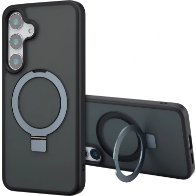 Afbeelding van Accezz Hoesje Geschikt voor Samsung Galaxy S25 Plus Ring Stand Backcover MagSafe Zwart