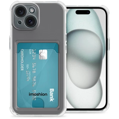 Afbeelding van iMoshion Hoesje Geschikt voor iPhone 15 met Pasjeshouder Softcase Backcover pashouder 2.0 Transparant