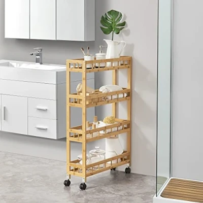Afbeelding van Keukentrolley Pyhäjoki met 4 planken 96x60x18 cm houtkleurig