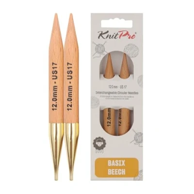 Afbeelding van KnitPro Basix rondbreinaalden van berk, vervangbaar, 11,6 cm x 12 mm