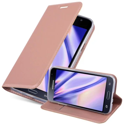 Afbeelding van Cadorabo beschermhoes compatibel met Samsung Galaxy J3 2016 in CLASSY, roségoud, magneetsluiting, standfunctie en kaartvak