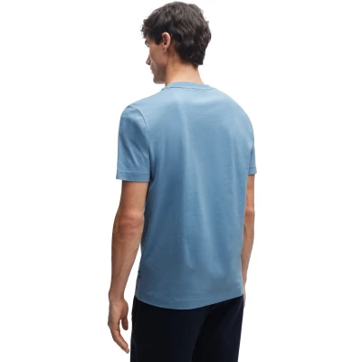 Afbeelding van HUGO BOSS heren Thompson T shirt met logo in de kleur Staalblauw, maat: XL