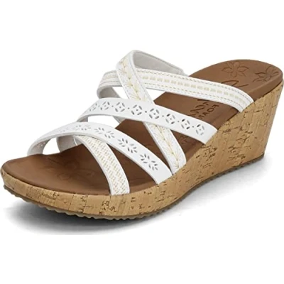 Afbeelding van Skechers Beverlee Tiger Posse…, damessandalen, Wit.