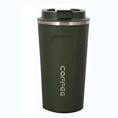 Afbeelding van Gteller Reisbeker van roestvrij staal, dubbelwandige thermosbeker staal met deksel (olijf, 500 ml)