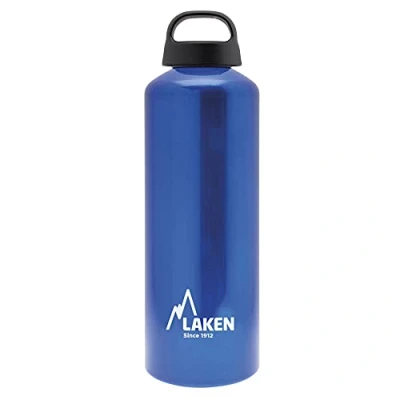 Afbeelding van Laken Klassieke aluminium drinkfles met brede schroefopening gesp, BPA vrije waterfles, blauw, 1 liter