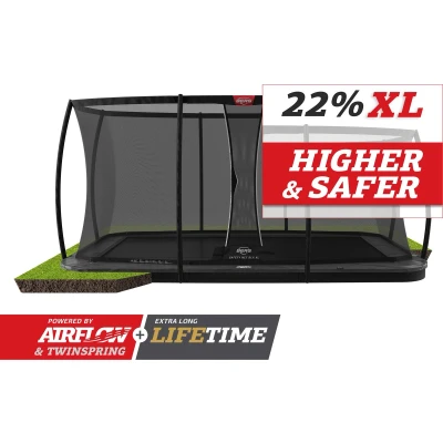 Afbeelding van BERG Flatground Elite Trampoline Rechthoekig Grijs 500 cm incl. veiligheidsnet deluxe XL