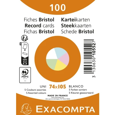 Afbeelding van Exacompta 10554E 20x 100 F. Bristol Ass. uni 105/148 s/f