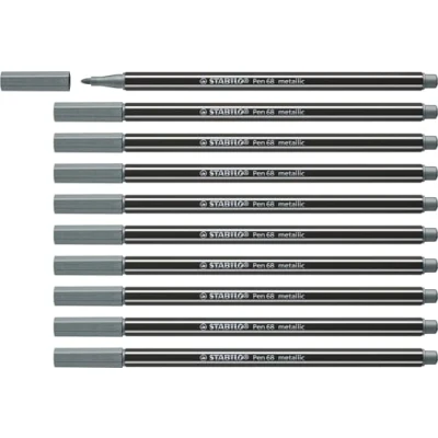 Afbeelding van Viltstift STABILO Pen 68/805 medium metallic zilver