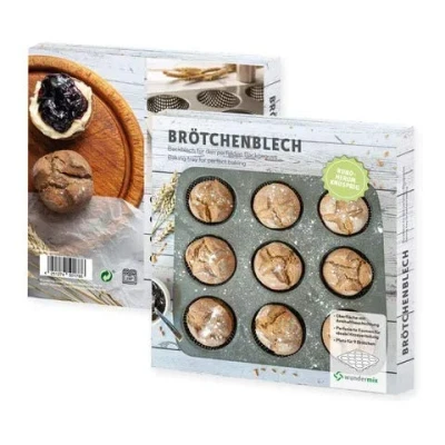 Afbeelding van Wundermix Broodbakplaat met antiaanbaklaag broodjesvorm voor 9 broodjes ronde van metaal