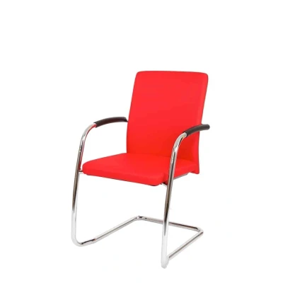 Afbeelding van Vergaderstoel F240 met slede chrome onderstel rood