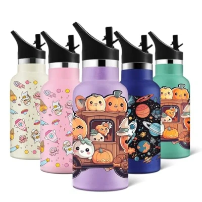 Afbeelding van HoneyHolly 350 ml thermosfles, BPA vrij, dubbelwandig, vacuüm, 18/8 roestvrij staal, warme dranken, schoolfles, sport, yoga