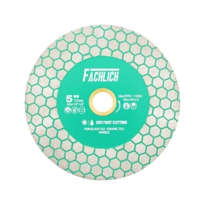 Afbeelding van FACHLICH 125 mm diamantschijf, tegels, 5 inch, dubbelzijdig, slijpblad, diamantzaag, voor porselein, keramiek, marmer, graniet, zeshoekig, haakse slijper
