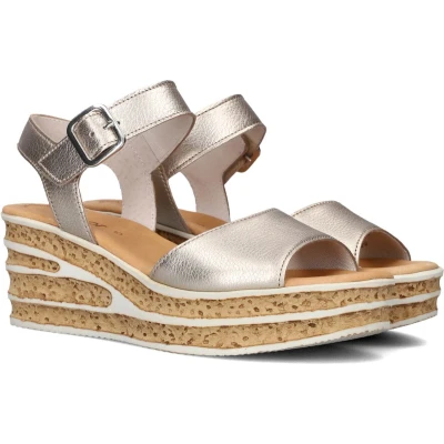 Afbeelding van Gabor Sandalen met plateauzool, Dames, Maat: 41, Zilver Veloursleer