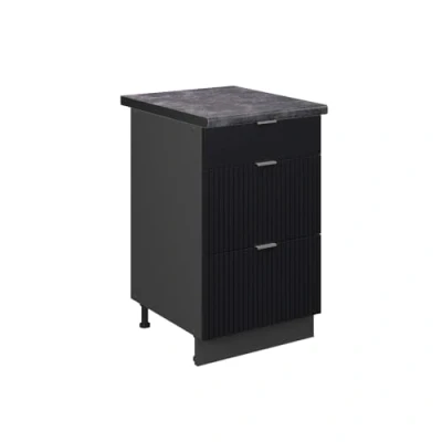 Afbeelding van Vicco Keukenonderkast Fame Line, Zwart gestreept/Krachtige eik goud, 50 cm , WB Antraciet
