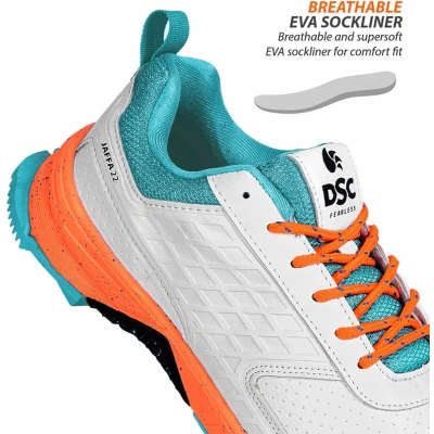 Afbeelding van DSC JAFFA 22 CRICKET SCHOENEN VOOR MEN EN JONGENS US 4 WIT ORANGE