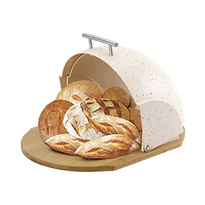 Afbeelding van Broodmand Feel Maestro MR 1678 Beige Zilverkleurig Hout Plastic 1 Onderdelen 27,5 x 21 37,5 cm