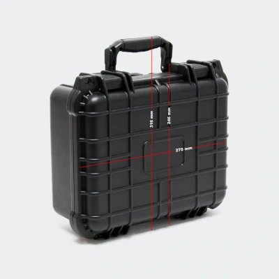 Afbeelding van WilTec Zwarte transportkoffer verstelbare beschermende koffer waterdicht schuim maat S 27 x 24,6 12,4 cm