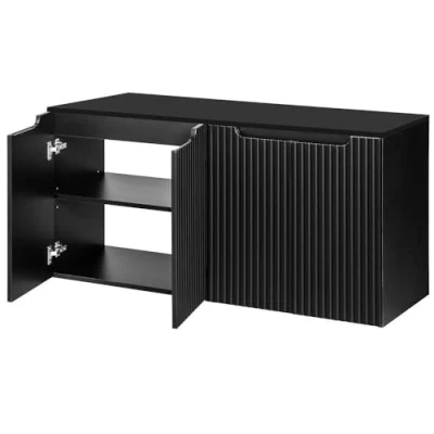 Afbeelding van Wastafelonderkast met wastafelblad Newport 120x60x40 cm zwart [en.casa]