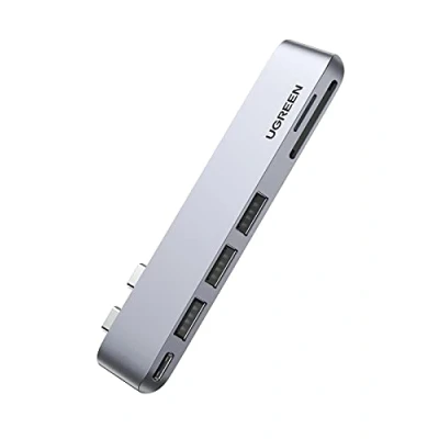 Afbeelding van UGREEN 6 in 2 Hub / Docking Station Dual USB C to Thunderbold 3.0 3x USB3.0 Micro SD/TF 1x voor Apple MacBook.