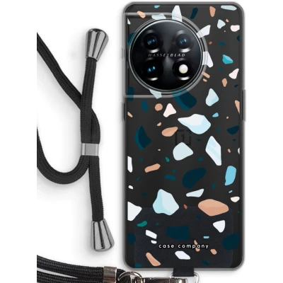 Afbeelding van Case Company® hoesje met Koord geschikt voor OnePlus 11 Terrazzo N13 Telefoonhoesje Zwart Bescherming aan alle Kanten en Over de Schermrand