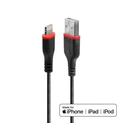 Image de Lindy Câble Lightning mâle pour USB 50 cm blindé noir rond Apple iPad/iPhone/iPod (Lightning)