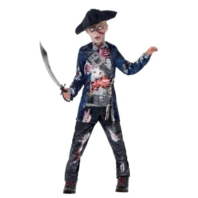 Afbeelding van Smiffys Deluxe piratenkostuum met bovendeel en broek hoed, sublimatieprint