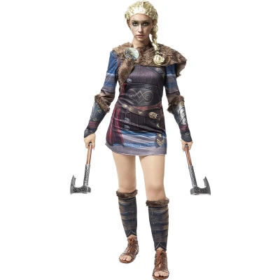 Afbeelding van Funidelia Assassins Creed Valhalla Kostuum voor vrouwen Videospellen, Films &amp; Series, Assassin&#039;s Volwassenen Accessoire verkleedkleding en rekwisieten Halloween, carnaval feesten Maat L XL Bruin