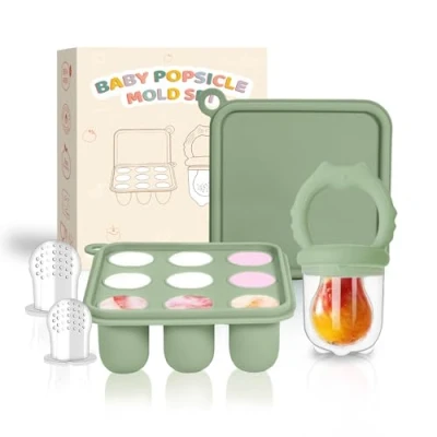 Afbeelding van baby fruit feeder &amp; moedermelk bevroren lollyvormpjes, siliconen vriesbakje voor tandjes, babyvoeding een