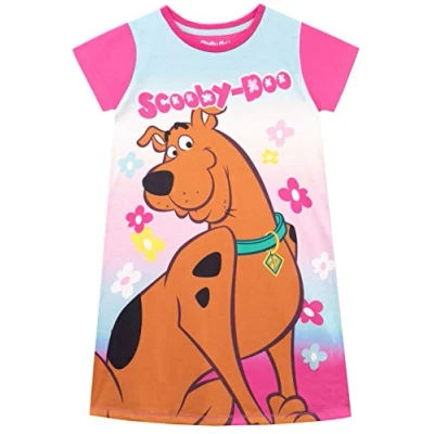 Afbeelding van Scooby Doo nachthemd Nachthemden voor meisjes met bloemenprint Scoobydoo Nachtjurk korte mouwen 2 tot 10 jaar, Roze