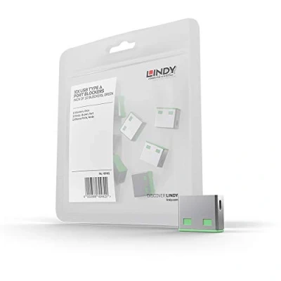 Afbeelding van LINDY USB Lock poortslot Set van 10 stuks Groen Zonder sleutel