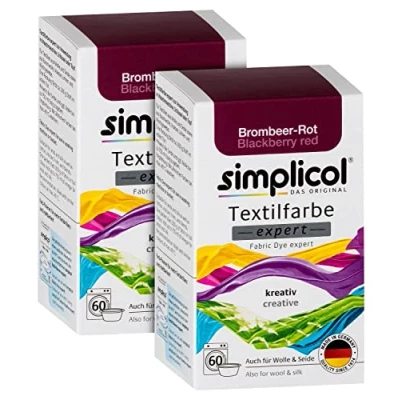 Afbeelding van simplicol Set van 2 textielverf expert braamrood 1706: kleur voor creatief en eenvoudig verven in de machine of met hand, 150 g (2 stuks)