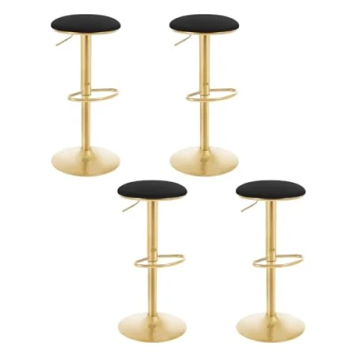 Afbeelding van WOLTU 4 x draaibare barkruk, ergonomische barstoel met voetensteun, ronde kruk, hoog, metaal, in hoogte verstelbaar (61 82 cm), voor slaapkamer, toonbank, cafetaria, zwart, BH302sz