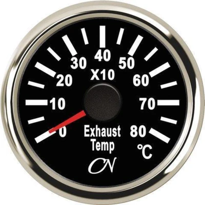 Afbeelding van Uitlaattemperatuurmeter analoog, Zwart, Chroom, Thermokoppel
