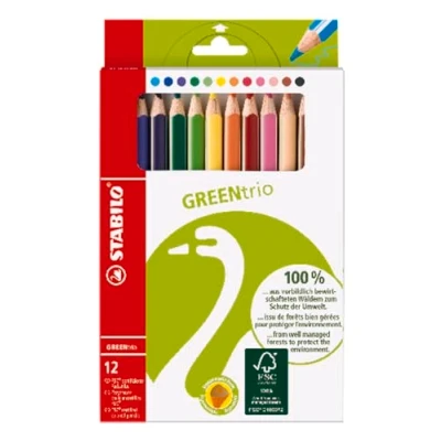 Afbeelding van Stabilo Greentrio kleurpotloden, kartonnen etui, 12 verschillende kleuren