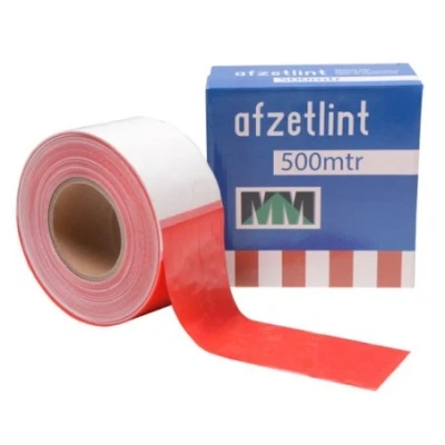 Afbeelding van Afzetlint rood/wit 8cm 500m