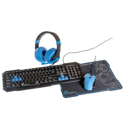 Afbeelding van Dragonwar 4 in 1 Gamingkit Azerty Headset, Toetsenbord, Muis en Mousepad Blauw