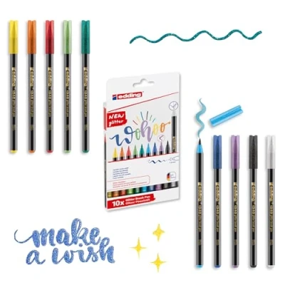 Afbeelding van Edding glitter brushpen e 1340, assorti, set van 10 stuks