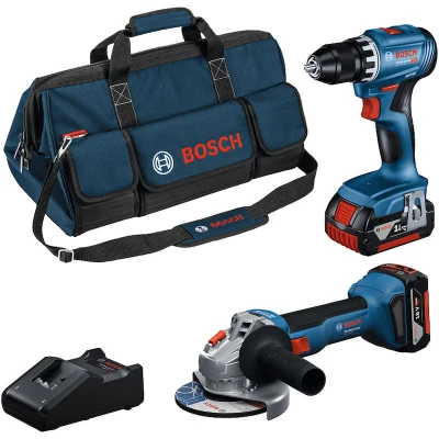Afbeelding van BOSCH 0615A5007N 18V accu machineset GSR+GWS 2 delig in gereedschapstas (2x 4,0Ah + lader)